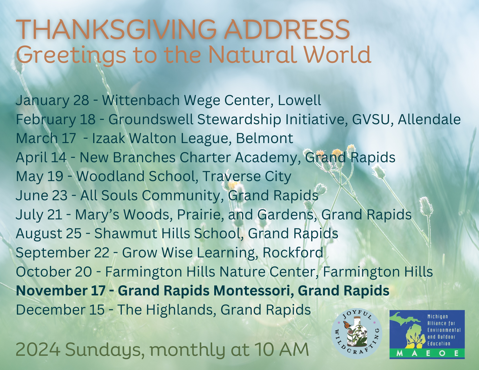 Thanksgiving Address: Greetings to the Natural World 10/20/24